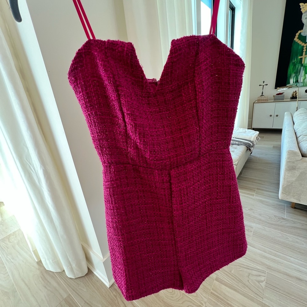 DO+BE Fuchsia Tweed Strapless Romper